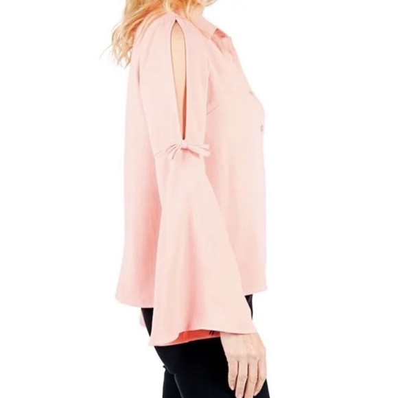 NEW Artizan Robin Barre Blue Button Up Blouse Bell Sleeve (bin 1F) - Picture 7 of 9